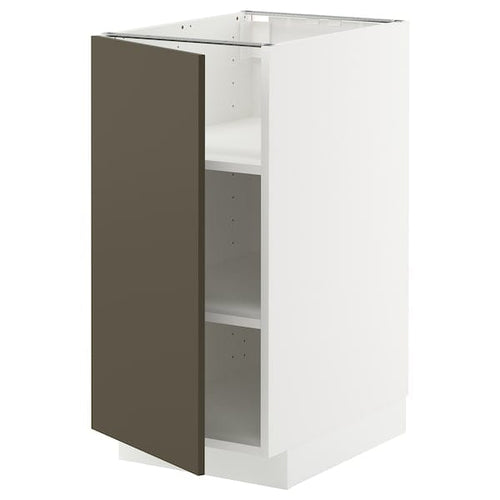 METOD base cabinet with shelves, white/Havstorp brown-beige, 40x60 cm