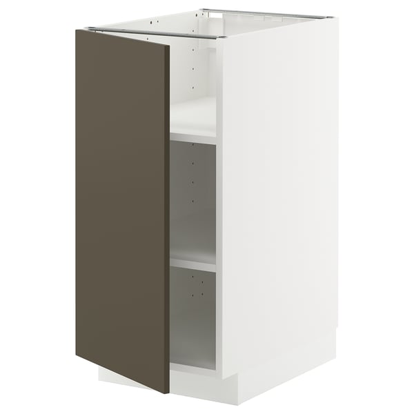 METOD base cabinet with shelves, white/Havstorp brown-beige, 40x60 cm