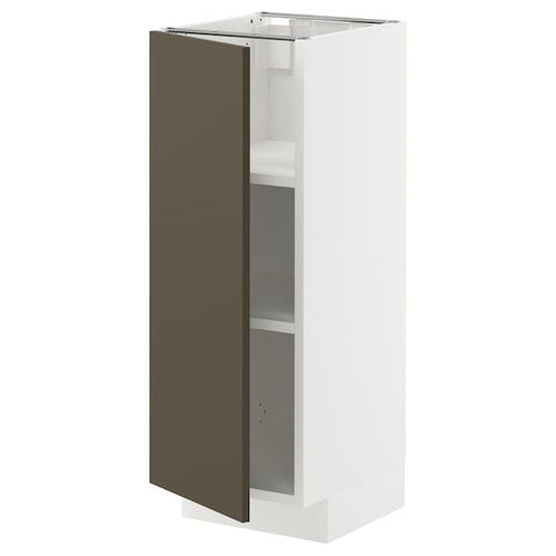 METOD base cabinet with shelves, white/Havstorp brown-beige, 30x37 cm