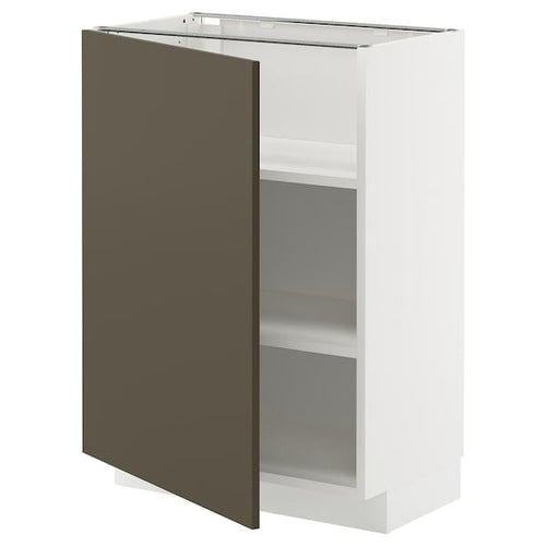 METOD base cabinet with shelves, white/Havstorp brown-beige, 60x37 cm