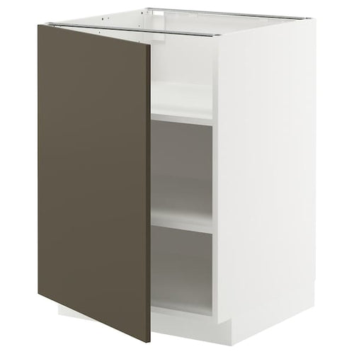 METOD base cabinet with shelves, white/Havstorp brown-beige, 60x60 cm