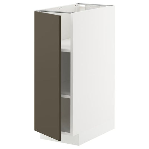 METOD base cabinet with shelves, white/Havstorp brown-beige, 30x60 cm