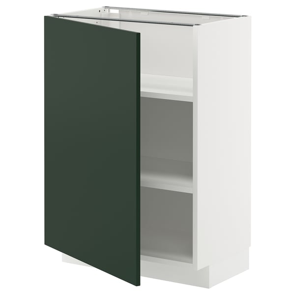 METOD - METOD Base cabinet with shelves, white/Havstorp deep green, 60x37 cm