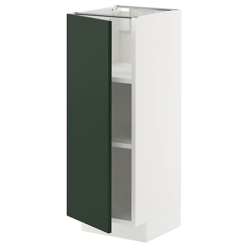 METOD base cabinet with shelves, white/Havstorp deep green, 30x37 cm