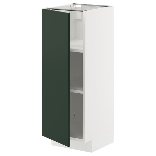 METOD - METOD Base cabinet with shelves, white/Havstorp deep green, 30x37 cm