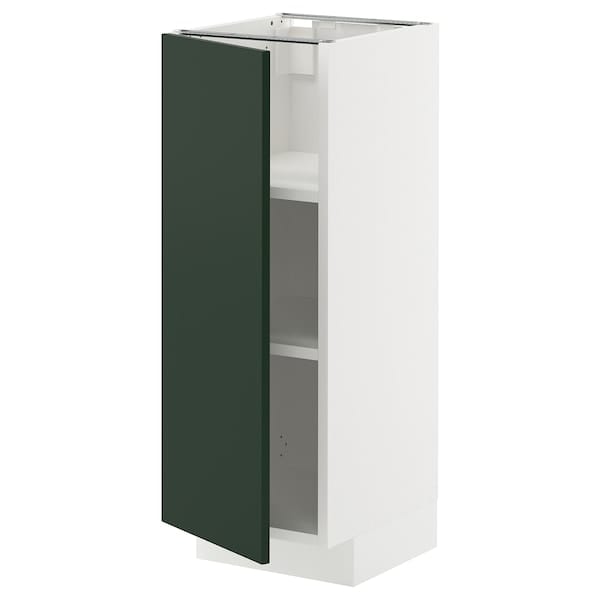METOD - METOD Base cabinet with shelves, white/Havstorp deep green, 30x37 cm