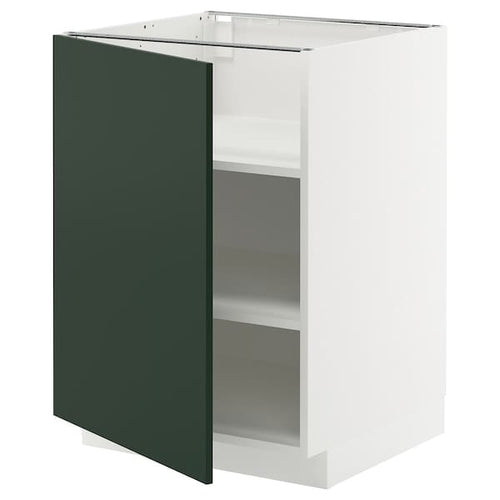 METOD base cabinet with shelves, white/Havstorp deep green, 60x60 cm