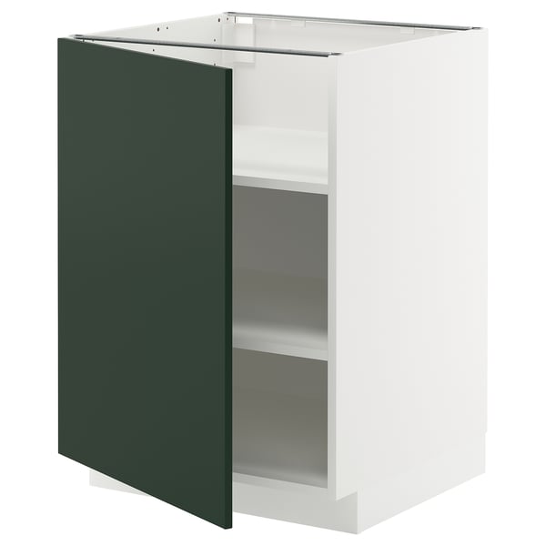 METOD - METOD Base cabinet with shelves, white/Havstorp deep green, 60x60 cm