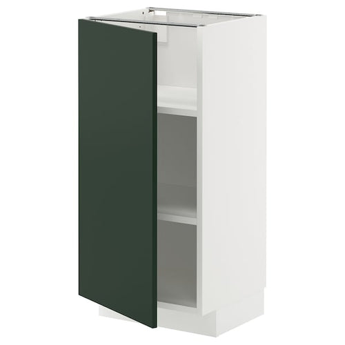 METOD base cabinet with shelves, white/Havstorp deep green, 40x37 cm
