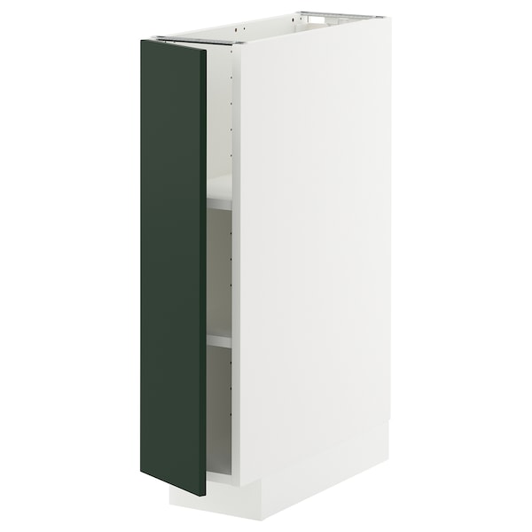 METOD - Base cabinet with shelves, white/Havstorp deep green,20x60 cm