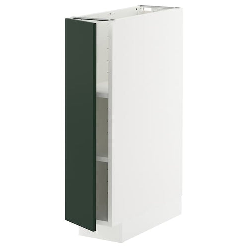 METOD base cabinet with shelves, white/Havstorp deep green, 20x60 cm