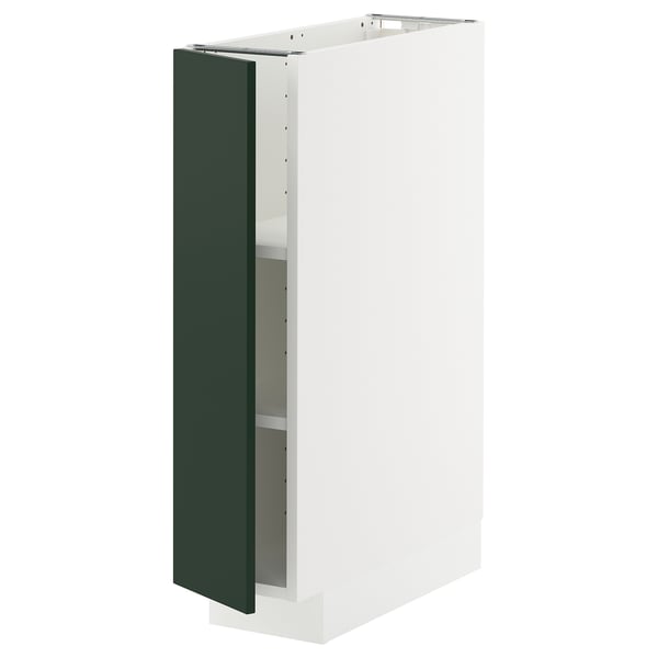METOD - METOD Base cabinet with shelves, white/Havstorp deep green, 20x60 cm