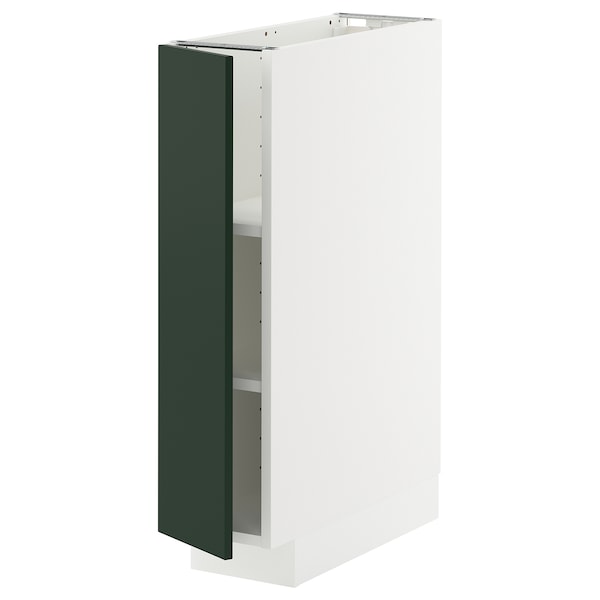 METOD - Base cabinet with shelves, white/Havstorp deep green, 20x60 cm