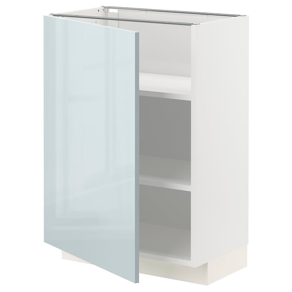 METOD - Base cabinet with shelves, white/Kallarp light grey-blue, 60x37 cm