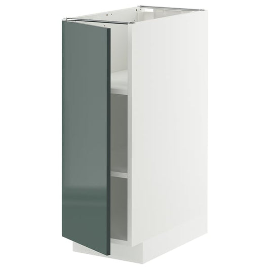 METOD - METOD Base cabinet with shelves, white/Kallarp high-gloss dark grey-green, 30x60 cm
