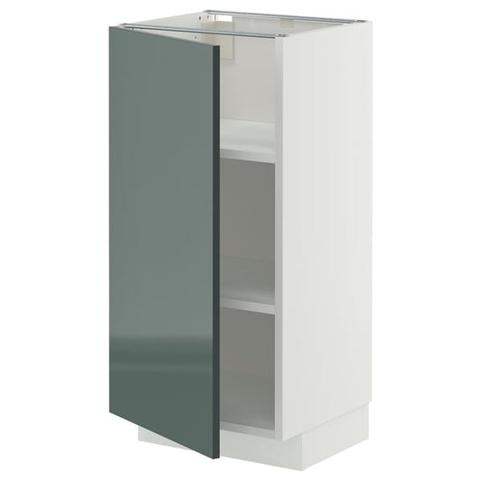 METOD - METOD Base cabinet with shelves, white/Kallarp high-gloss dark grey-green, 40x37 cm