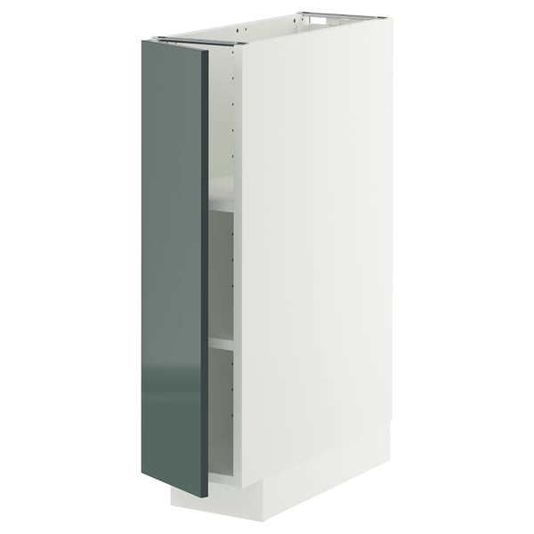 METOD - METOD Base cabinet with shelves, white/Kallarp high-gloss dark grey-green, 20x60 cm