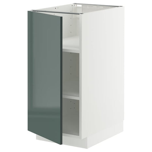 METOD - METOD Base cabinet with shelves, white/Kallarp high-gloss dark grey-green, 40x60 cm