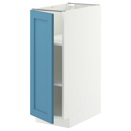 METOD base cabinet with shelves, white/Lerhyttan blue, 30x60 cm
