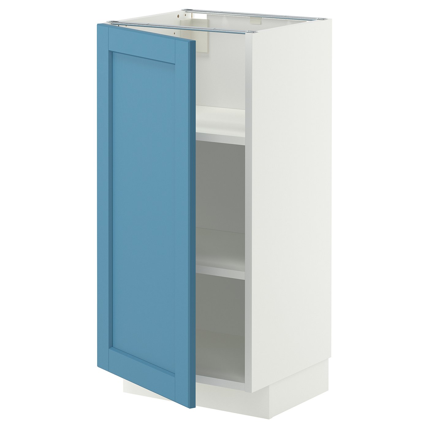 METOD base cabinet with shelves, white/Lerhyttan blue, 40x37 cm