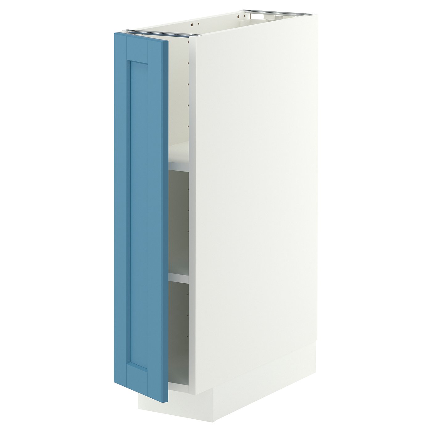 METOD base cabinet with shelves, white/Lerhyttan blue, 20x60 cm