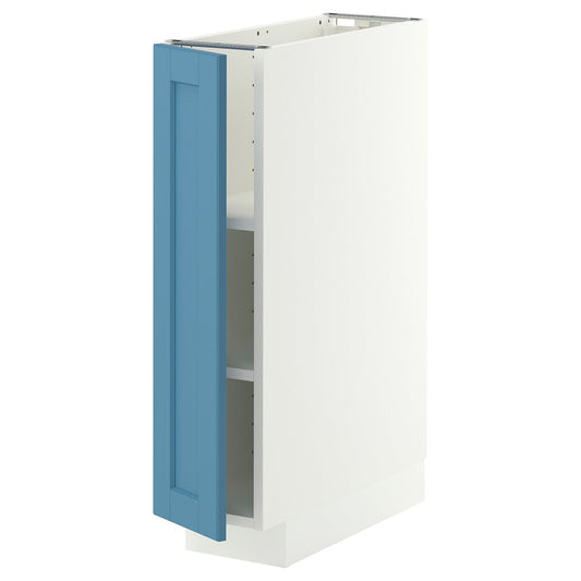 METOD base cabinet with shelves, white/Lerhyttan blue, 20x60 cm