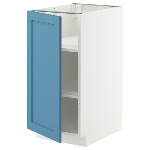 METOD base cabinet with shelves, white/Lerhyttan blue, 40x60 cm