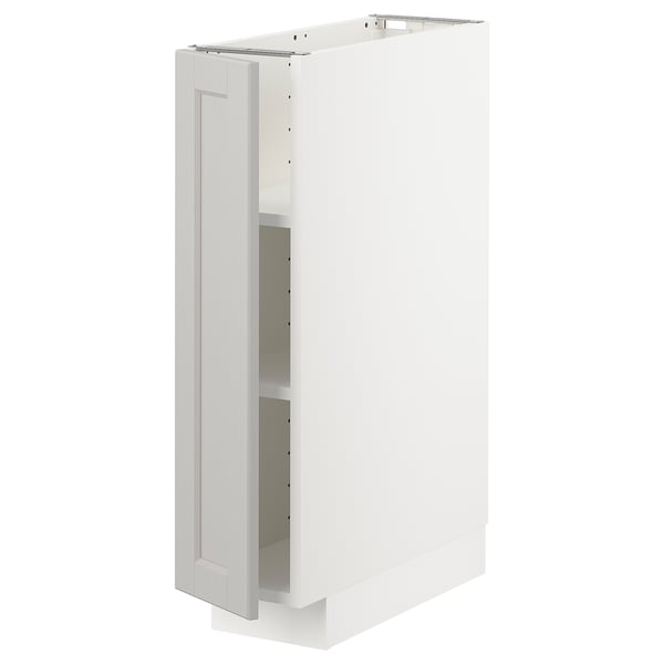 METOD - Base cabinet with shelves, white/Lerhyttan light grey, 20x60 cm