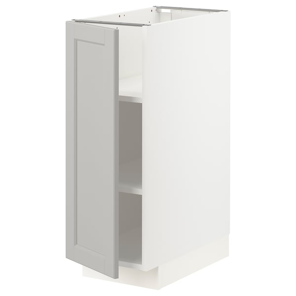 METOD base cabinet with shelves, white/Lerhyttan light grey, 30x60 cm