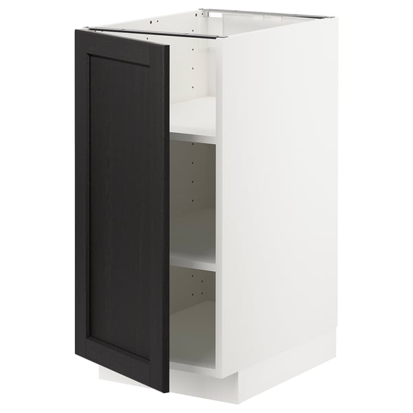 METOD base cabinet with shelves, white/Lerhyttan black stained, 40x60 cm
