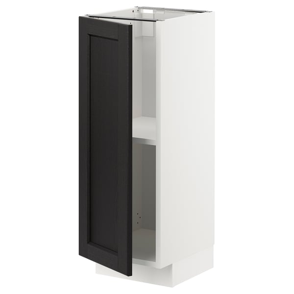 METOD base cabinet with shelves, white/Lerhyttan black stained, 30x37 cm