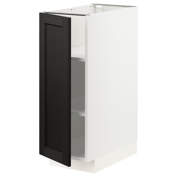 METOD base cabinet with shelves, white/Lerhyttan black stained, 30x60 cm