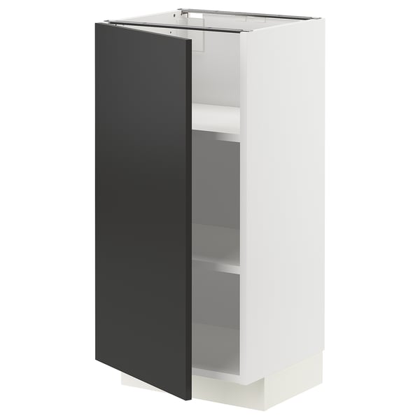 METOD - METOD Base cabinet with shelves, white/Nickebo matt anthracite, 40x37 cm