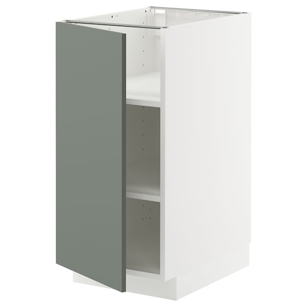 Ikea METOD - Base cabinet with shelves, white/Nickebo matt grey-green, 40x60 cm