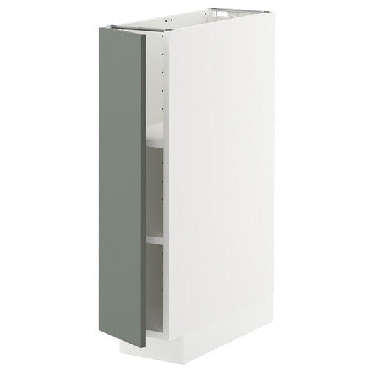 Ikea METOD - Base cabinet with shelves, white/Nickebo matt grey-green, 20x60 cm