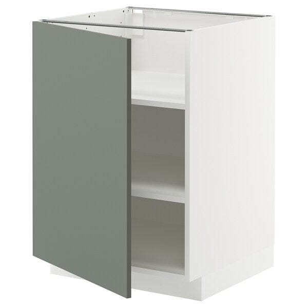 Ikea METOD - Base cabinet with shelves, white/Nickebo matt grey-green, 60x60 cm