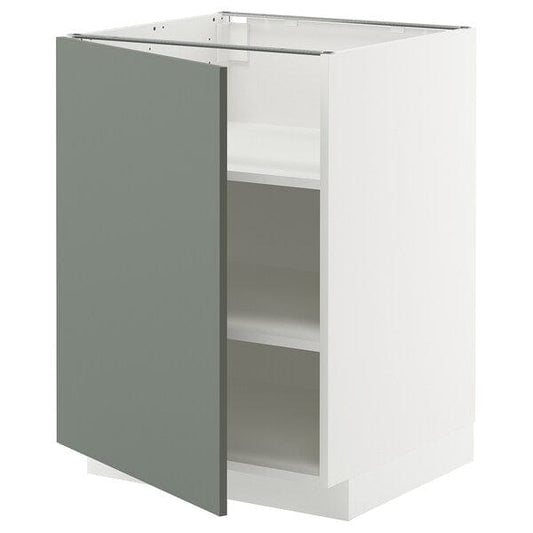 Ikea METOD - Base cabinet with shelves, white/Nickebo matt grey-green, 60x60 cm