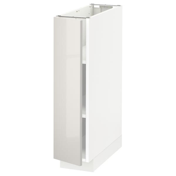 METOD base cabinet with shelves, white/Ringhult light grey, 20x60 cm