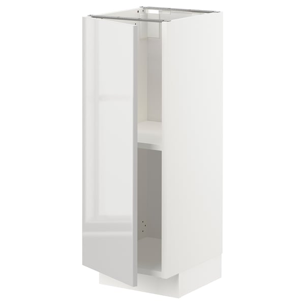 METOD base cabinet with shelves, white/Ringhult light grey, 30x37 cm