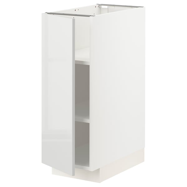 METOD base cabinet with shelves, white/Ringhult light grey, 30x60 cm
