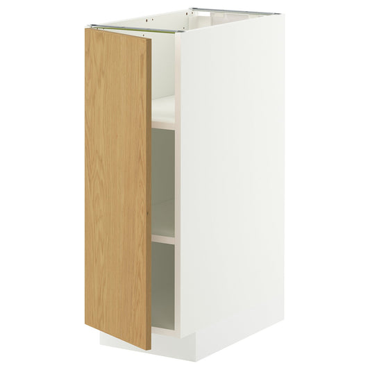 METOD base cabinet with shelves, white/Sinarp oak veneer, 30x60 cm