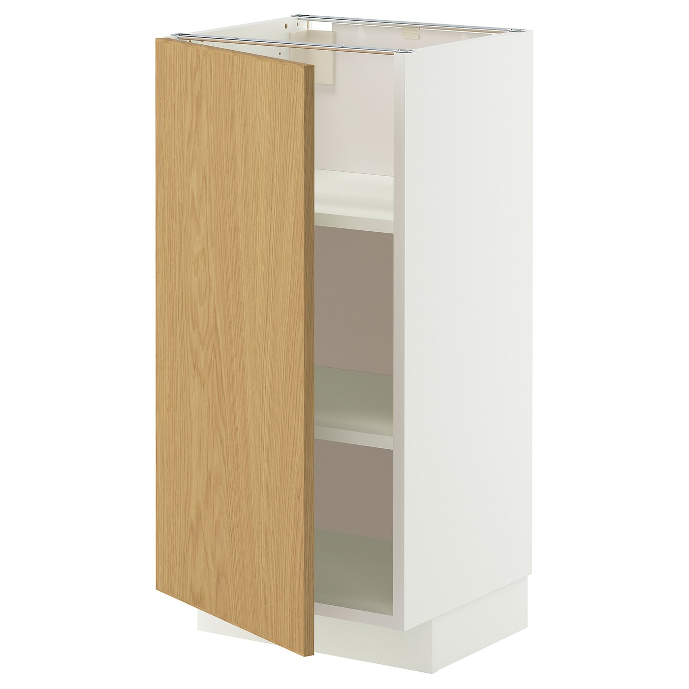 METOD base cabinet with shelves, white/Sinarp oak veneer, 40x37 cm