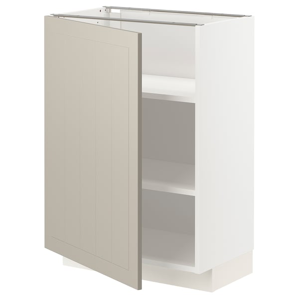 METOD - METOD Base cabinet with shelves, white/Stensund beige, 60x37 cm