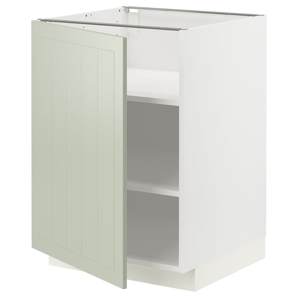 METOD - METOD Base cabinet with shelves, white/Stensund light green, 60x60 cm