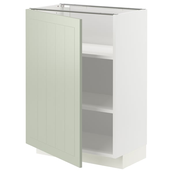 METOD - METOD Base cabinet with shelves, white/Stensund light green, 60x37 cm
