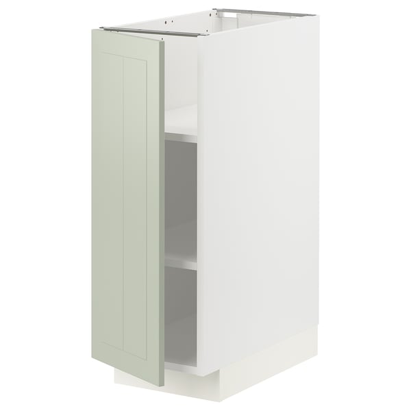 METOD base cabinet with shelves, white/Stensund light green, 30x60 cm