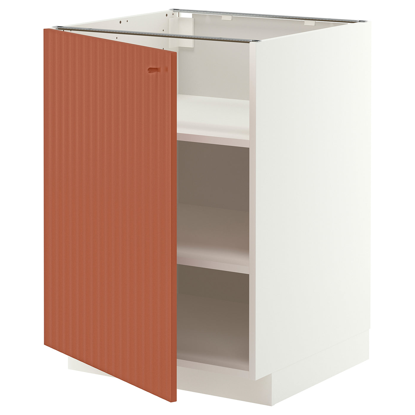 METOD base cabinet with shelves, white/Terrsjö red-brown wave pattern, 60x60 cm