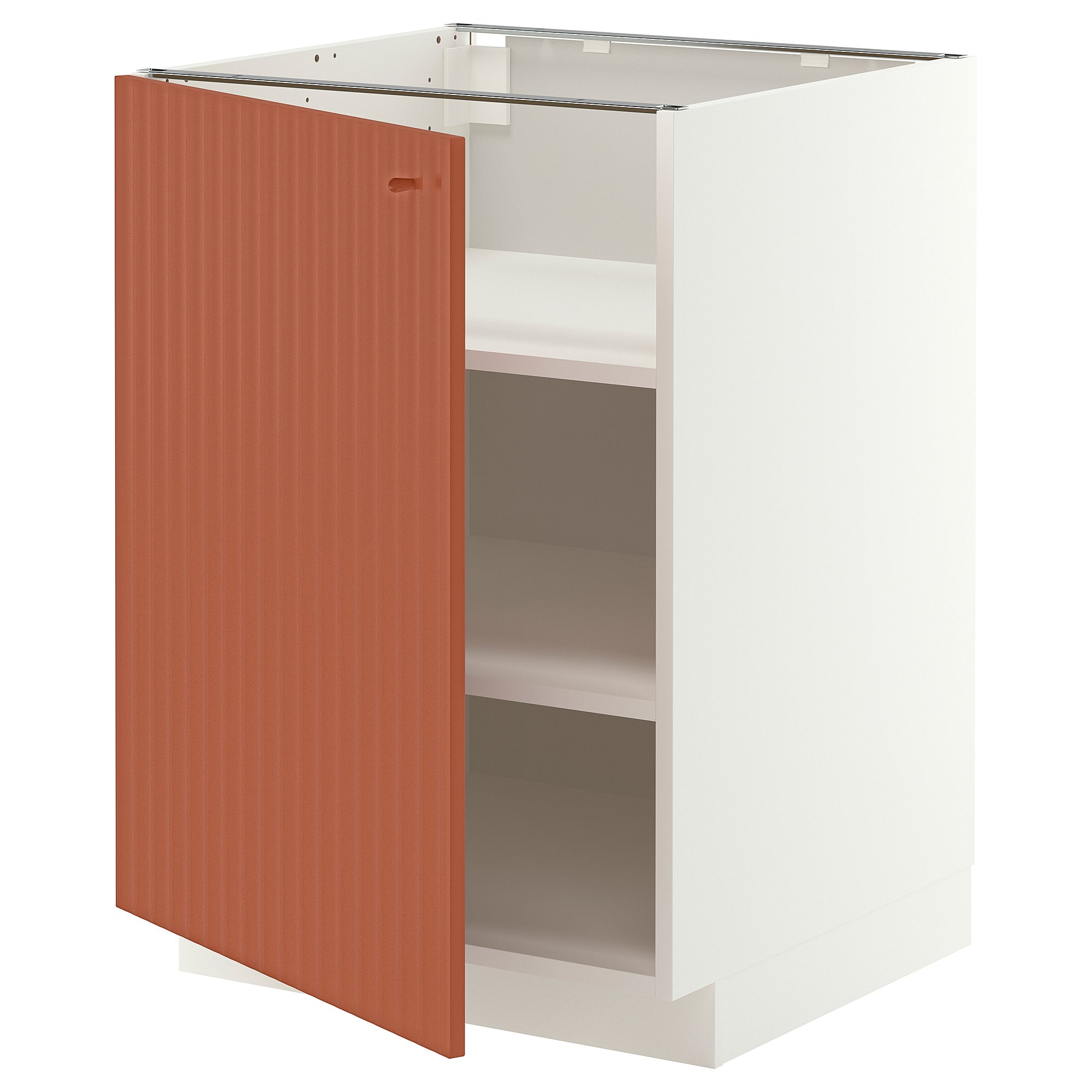 METOD base cabinet with shelves, white/Terrsjö red-brown wave pattern, 60x60 cm