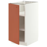 METOD base cabinet with shelves, white/Terrsjö red-brown wave pattern, 40x60 cm
