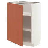 METOD base cabinet with shelves, white/Terrsjö red-brown wave pattern, 60x37 cm